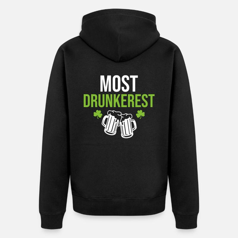 St.Patricks Day Saying Most Drunkerest - Unisex Premium Bio Zip Hoodie - Schwarz