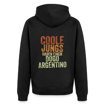 Dogo Argentino - Unisex Premium Bio Zip Hoodie - Schwarz - Hinten - Nico (187cm)