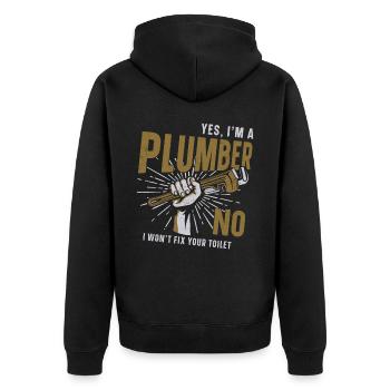 Plombier Plombier Vintage Oui je suis - Veste à capuche bio Premium Unisexe - noir - Dos - Nico (187cm)