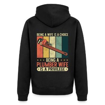 Plomberie Plombier Femme Mari - Veste à capuche bio Premium Unisexe - noir - Dos - Nico (187cm)