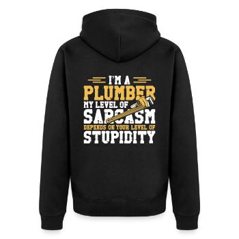 Plombier de plomberie vintage Je suis un - Veste à capuche bio Premium Unisexe - noir - Dos - Nico (187cm)