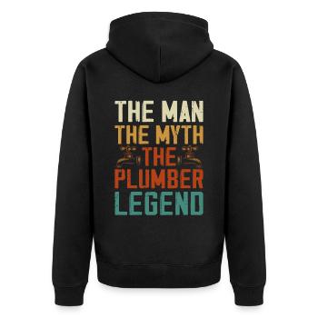 Plumbing Plumber Dad Vintage The - Unisex Premium Organic Zip Hoodie - black - Back - Nico (187cm)