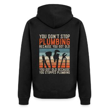 Plumbing Plumber Retired Vintage - Unisex Premium Organic Zip Hoodie - black - Back - Nico (187cm)