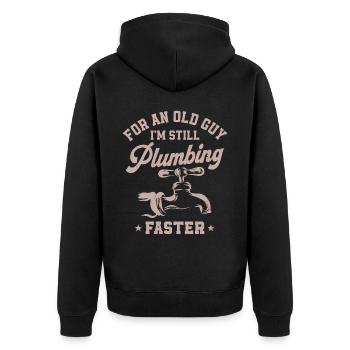 Plumbing Plumber Grandpa Retired - Unisex Premium Organic Zip Hoodie - black - Back - Nico (187cm)