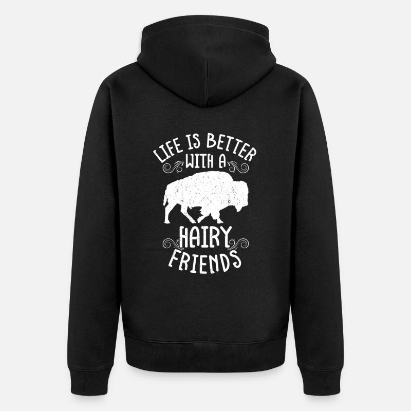 Bison - Unisex Premium Bio Zip Hoodie - Schwarz