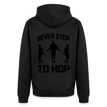 Lustiges Springseil Springseil springen Seil sprin - Unisex Premium Bio Zip Hoodie - Schwarz - Hinten - Nico (187cm)