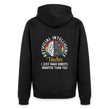 Artificial Intelligence Teacher - Unisex Premium Organic Zip Hoodie - black - Back - Nico (187cm)