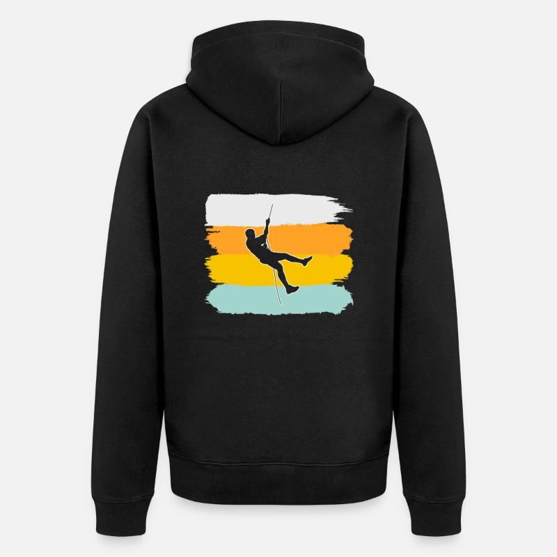Klettern Retro - Unisex Premium Bio Zip Hoodie - Schwarz
