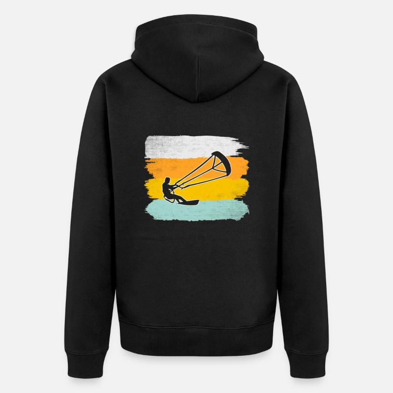 Kite Surf Rétro - Veste à capuche bio Premium Unisexe - noir