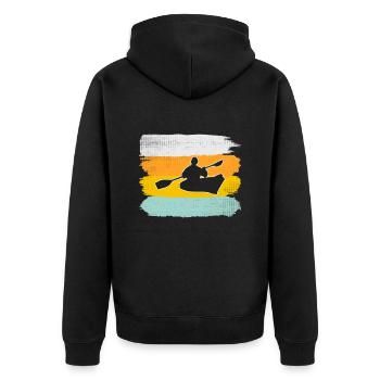 Canoe Retro - Unisex Premium Organic Zip Hoodie - black - Back - Nico (187cm)