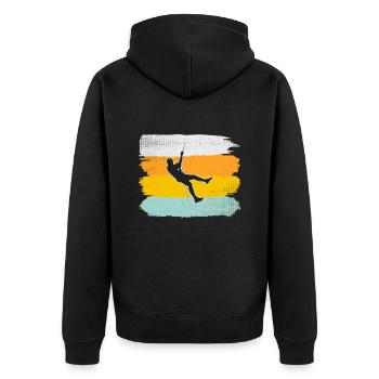 Klettern retro - Unisex Premium Bio Zip Hoodie - Schwarz - Hinten - Nico (187cm)