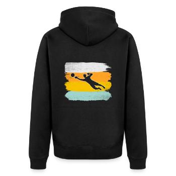 Torwart Retro - Unisex Premium Bio Zip Hoodie - Schwarz - Hinten - Nico (187cm)