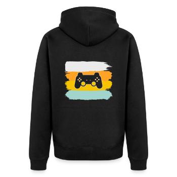 Gaming Retro - Unisex Premium Bio Zip Hoodie - Schwarz - Hinten - Nico (187cm)