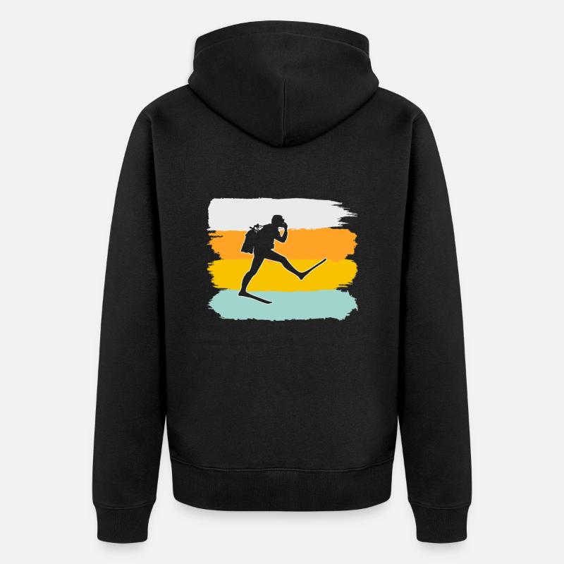 Tauchen Retro - Unisex Premium Bio Zip Hoodie - Schwarz