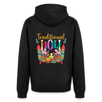 Traditioneller Holi Hinduismus Hindu Holi Festival - Unisex Premium Bio Zip Hoodie - Schwarz - Hinten - Nico (187cm)