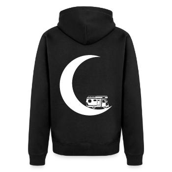 Crescent Moon - Camping Van - - Unisex Premium Organic Zip Hoodie - black - Back - Nico (187cm)