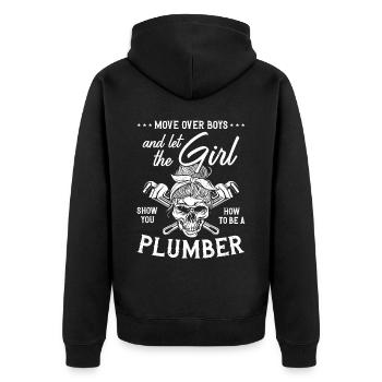 Plomberie Plombier Femme Vintage - Veste à capuche bio Premium Unisexe - noir - Dos - Nico (187cm)