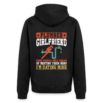 Plumbing Plumber Girlfriend - Unisex Premium Organic Zip Hoodie - black - Back - Nico (187cm)