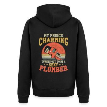 Plumbing Plumber Vintage Retro My - Unisex Premium Organic Zip Hoodie - black - Back - Nico (187cm)