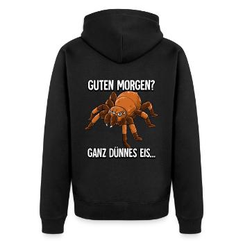 Guten Morgen Ganz Dünnes Eis Vogelspinne - Unisex Premium Bio Zip Hoodie - Schwarz - Hinten - Nico (187cm)