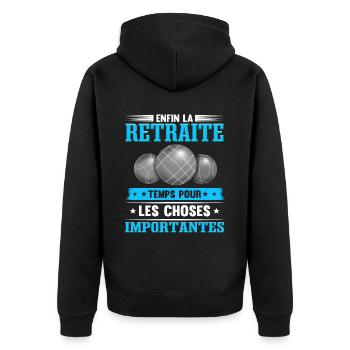 Boule Lyonnaise Retraite Bouliste - Veste à capuche bio Premium Unisexe - noir - Dos - Nico (187cm)