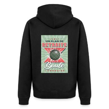 Billet Boule Lyonnaise Retraite - Veste à capuche bio Premium Unisexe - noir - Dos - Nico (187cm)