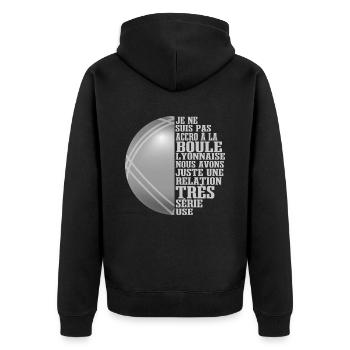 Slogan Boule Lyonnaise Drôle Bouliste - Veste à capuche bio Premium Unisexe - noir - Dos - Nico (187cm)