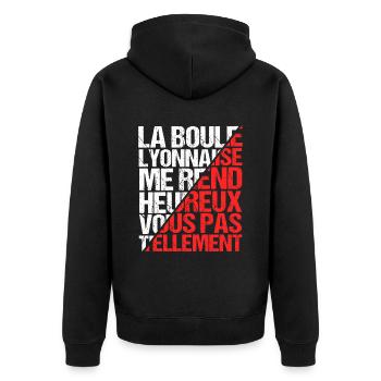 Bouliste Proverbe Boule Lyonnaise Drôle - Veste à capuche bio Premium Unisexe - noir - Dos - Nico (187cm)
