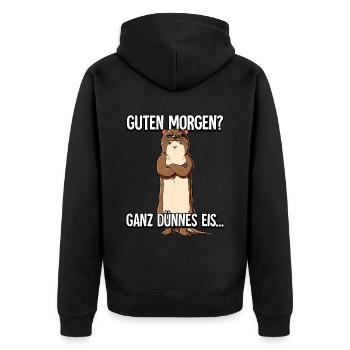 Guten Morgen Ganz Dünnes Eis Otter - Unisex Premium Bio Zip Hoodie - Schwarz - Hinten - Nico (187cm)