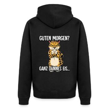 Guten Morgen Ganz Dünnes Eis Leopard - Unisex Premium Bio Zip Hoodie - Schwarz - Hinten - Nico (187cm)