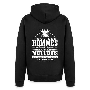 Homme Boule Lyonnaise Humour - Veste à capuche bio Premium Unisexe - noir - Dos - Nico (187cm)
