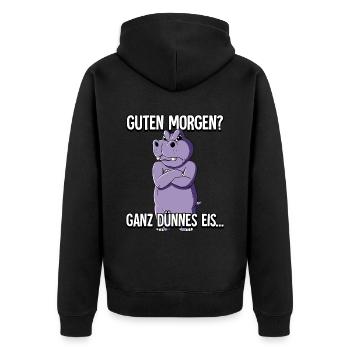 Guten Morgen Ganz Dünnes Eis Nilpferd - Unisex Premium Bio Zip Hoodie - Schwarz - Hinten - Nico (187cm)