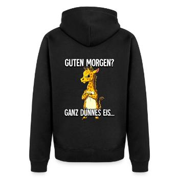 Guten Morgen Ganz Dünnes Eis Giraffe - Unisex Premium Bio Zip Hoodie - Schwarz - Hinten - Nico (187cm)