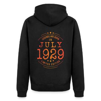 Geburtstag Juli 1929 Limited Edition Vintage - Unisex Premium Bio Zip Hoodie - Schwarz - Hinten - Nico (187cm)