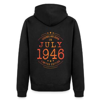 Geburtstag Juli 1946 Limited Edition Vintage - Unisex Premium Bio Zip Hoodie - Schwarz - Hinten - Nico (187cm)