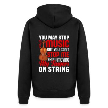 Me From Moving My Fingers On String - Violine - Unisex Premium Bio Zip Hoodie - Schwarz - Hinten - Nico (187cm)