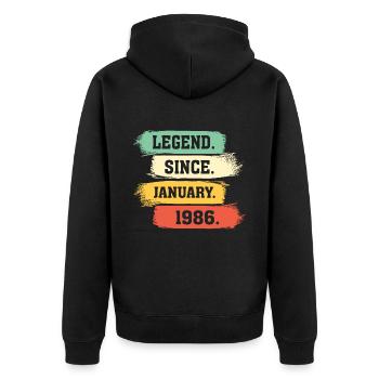 Legend Since January 1986 Limited Edition - Unisex Premium Bio Zip Hoodie - Schwarz - Hinten - Nico (187cm)