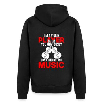 I am a violin player, which you obviously - Unisex Premium Organic Zip Hoodie - black - Back - Nico (187cm)