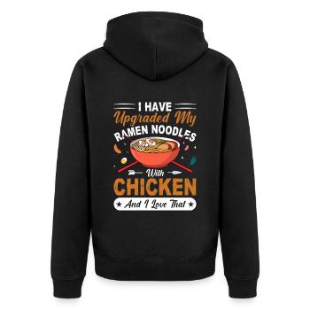 Ich habe meine Ramen-Nudel aktualisiert - Unisex Premium Bio Zip Hoodie - Schwarz - Hinten - Nico (187cm)