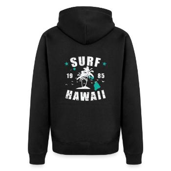 Hawaii Surf 1985 Hawaii USA America - Unisex Premium Organic Zip Hoodie - black - Back - Nico (187cm)