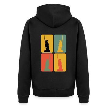Hermannsdenkmal Teuteburger Wald - Unisex Premium Bio Zip Hoodie - Schwarz - Hinten - Nico (187cm)