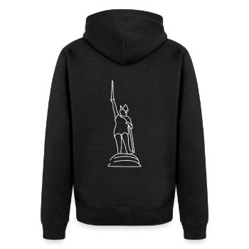 Hermannsdenkmal Arminius Detmold - Unisex Premium Bio Zip Hoodie - Schwarz - Hinten - Nico (187cm)