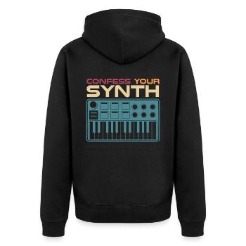 Synthesizer Synth Witz Synthesizers - Unisex Premium Bio Zip Hoodie - Schwarz - Hinten - Nico (187cm)