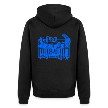 Synthesizer Synthesizers Wavefroms Synth - Unisex Premium Bio Zip Hoodie - Schwarz - Hinten - Nico (187cm)
