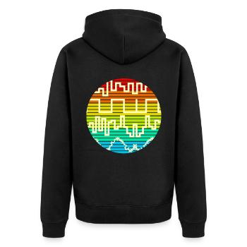 Synthesizer Wavefroms Synth Synthesizers - Unisex Premium Bio Zip Hoodie - Schwarz - Hinten - Nico (187cm)