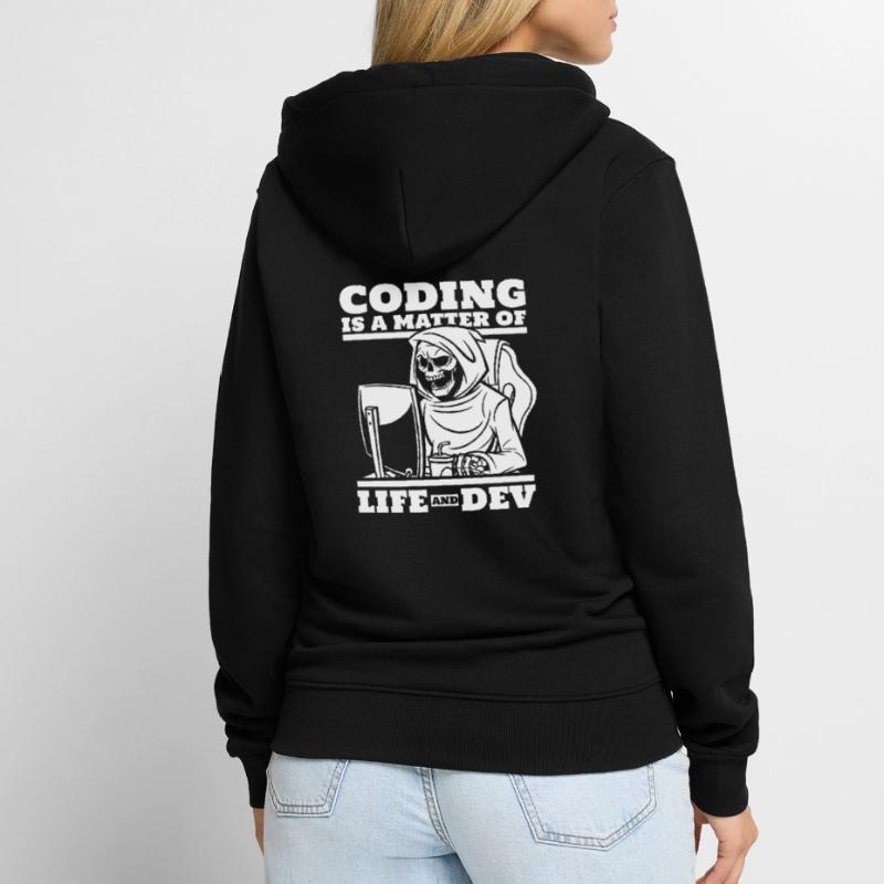 Développeur Coder Programmeur Squelette Veste à capuche bio Premium Unisexe