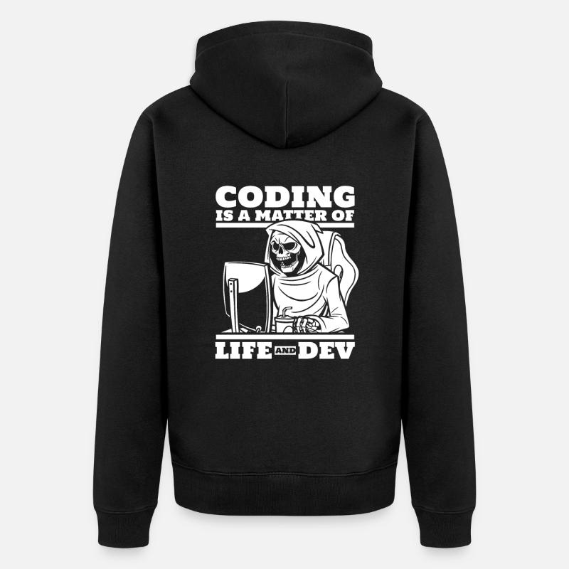 Développeur Coder Programmeur Squelette - Veste à capuche bio Premium Unisexe - noir