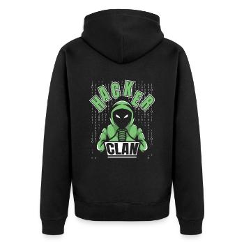 Entwickler Coder Programmierer Hacker - Unisex Premium Bio Zip Hoodie - Schwarz - Hinten - Nico (187cm)