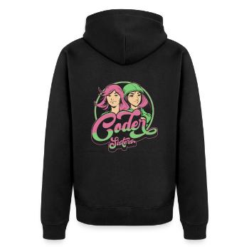 Entwickler Coder Programmierer Schwester - Unisex Premium Bio Zip Hoodie - Schwarz - Hinten - Nico (187cm)