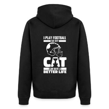 Chat de football américain - Veste à capuche bio Premium Unisexe - noir - Dos - Nico (187cm)